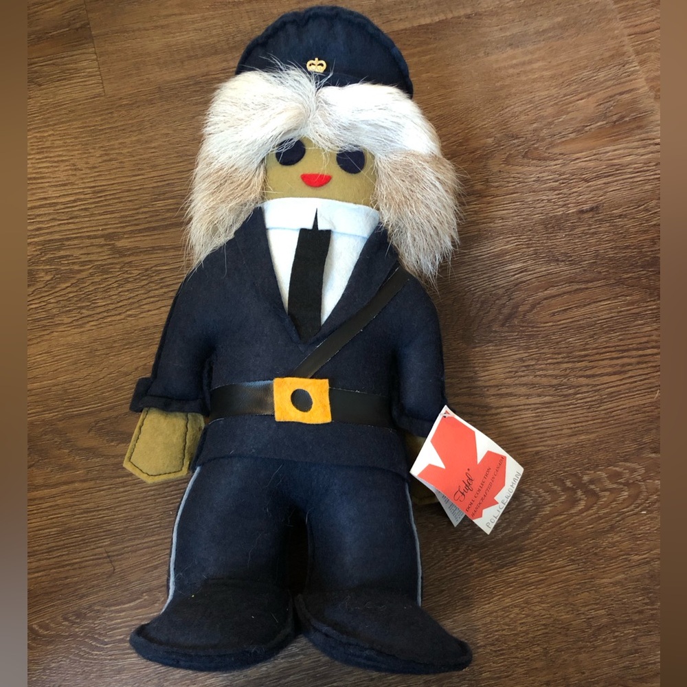 Vintage EILA Fufel Policewoman Felted Doll With Genuine Reindeer Fur